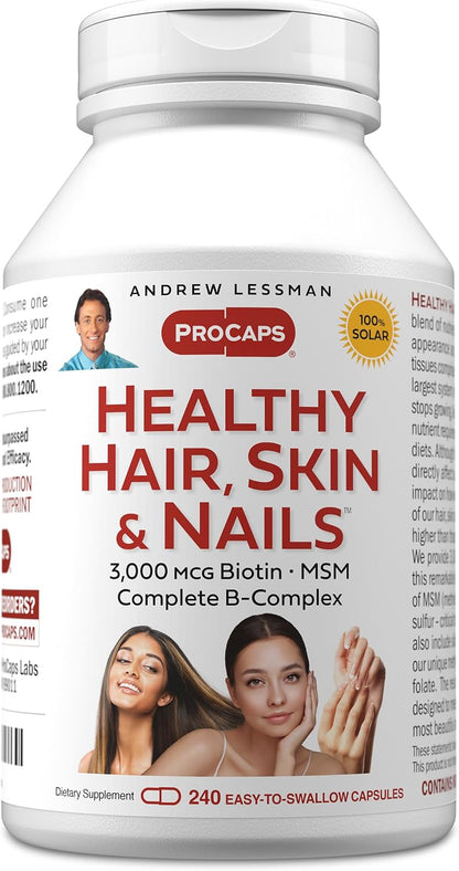 ANDREW LESSMAN Healthy Hair, Skin and Nails - 60 Capsules - 3000 mcg Biotin with B-Complex – Image 9
