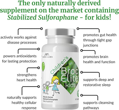 BrocElite Kids Broccoli Supplement with Stabilised Sulforaphane – 60 Vegan Capsules