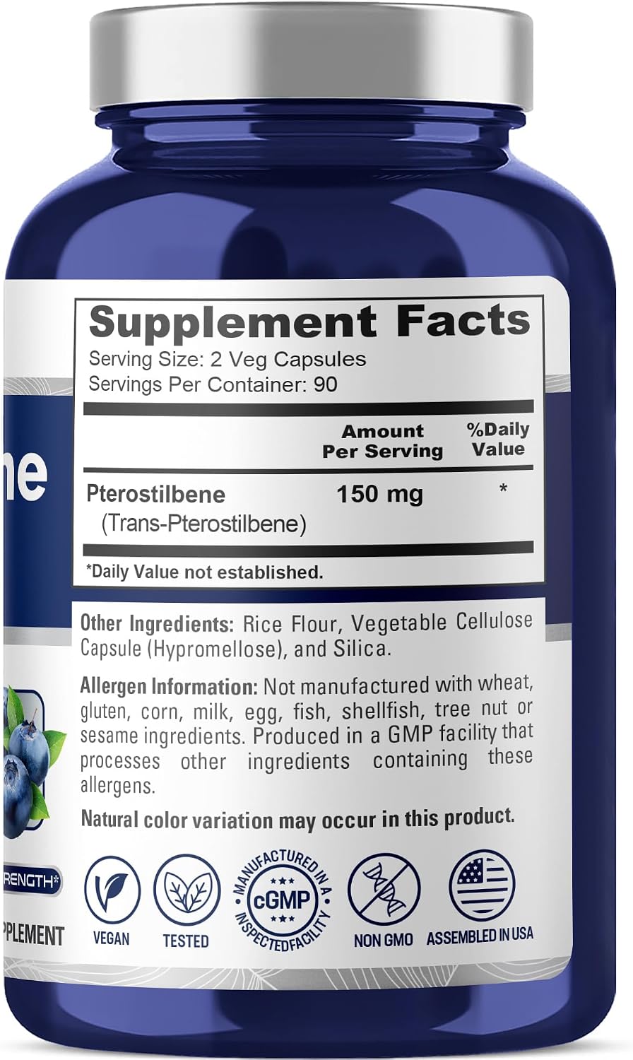 NusaPure Pterostilbene 150mg, 180 Veggie Capsules - görsel 2