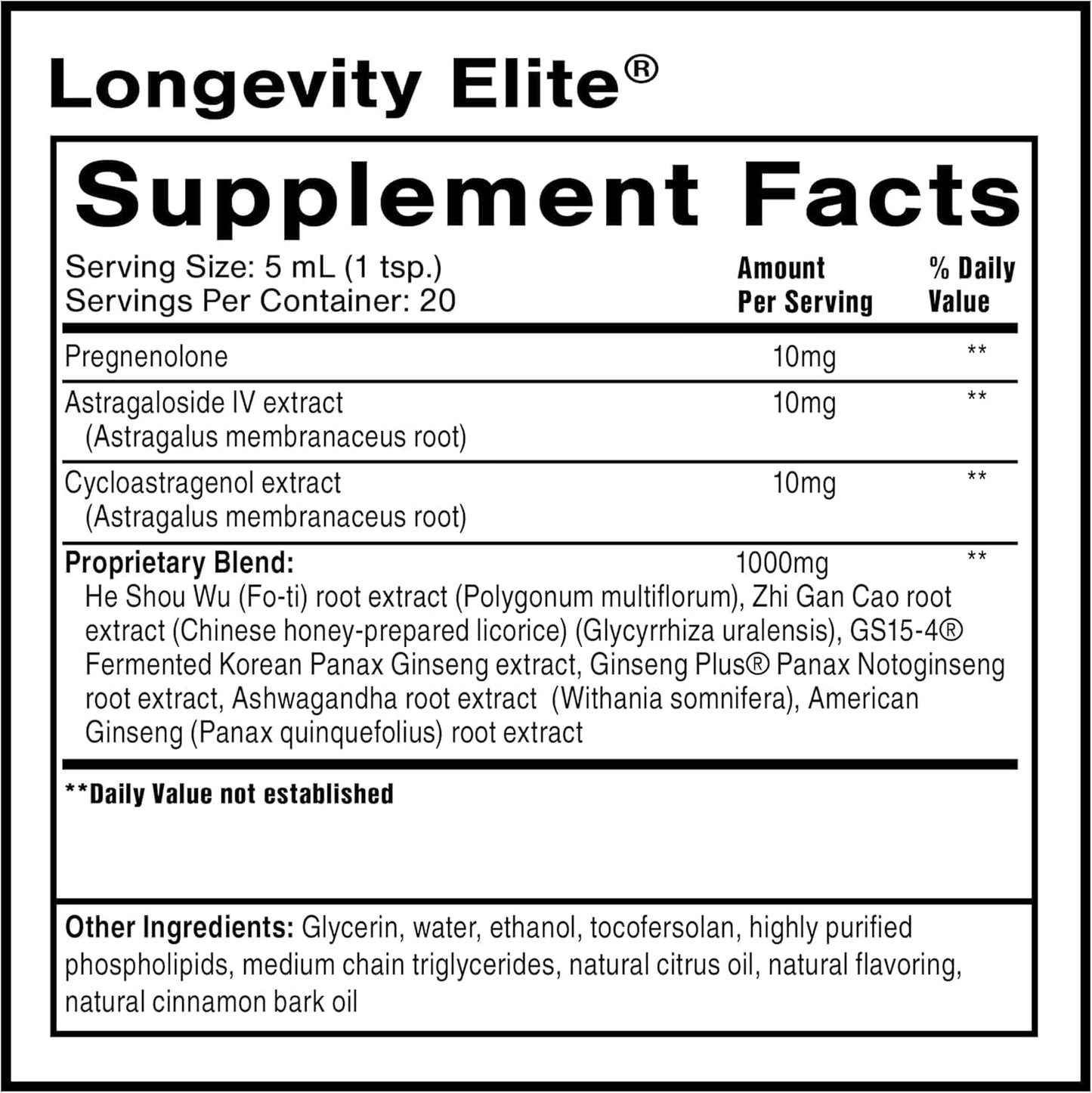 Quicksilver Scientific Longevity Elite – Liposomal Adaptogen + Pregnenolone Tonic (100ml) - görsel 2