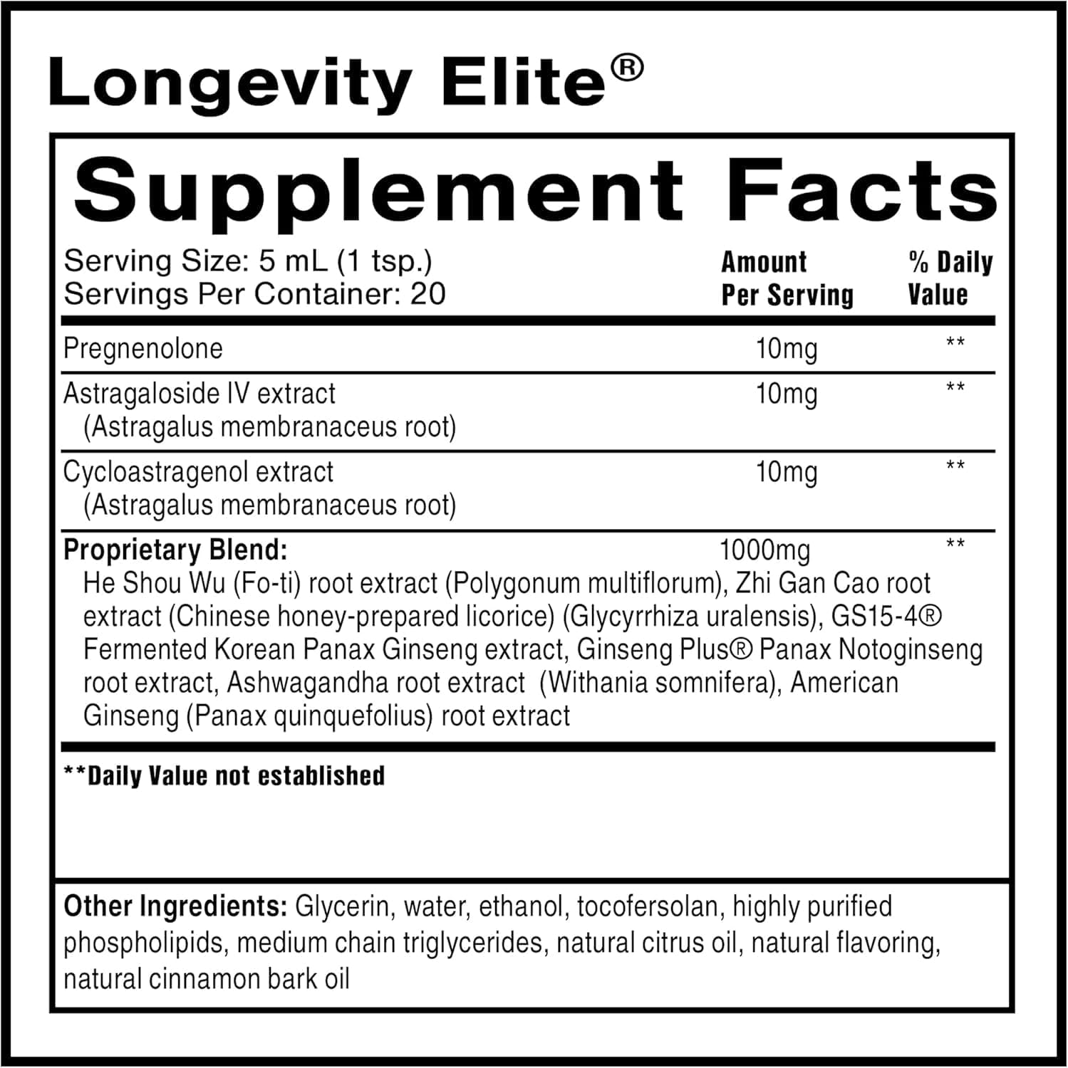 Quicksilver Scientific Longevity Elite – Liposomal Adaptogen + Pregnenolone Tonic (100ml) - görsel 2
