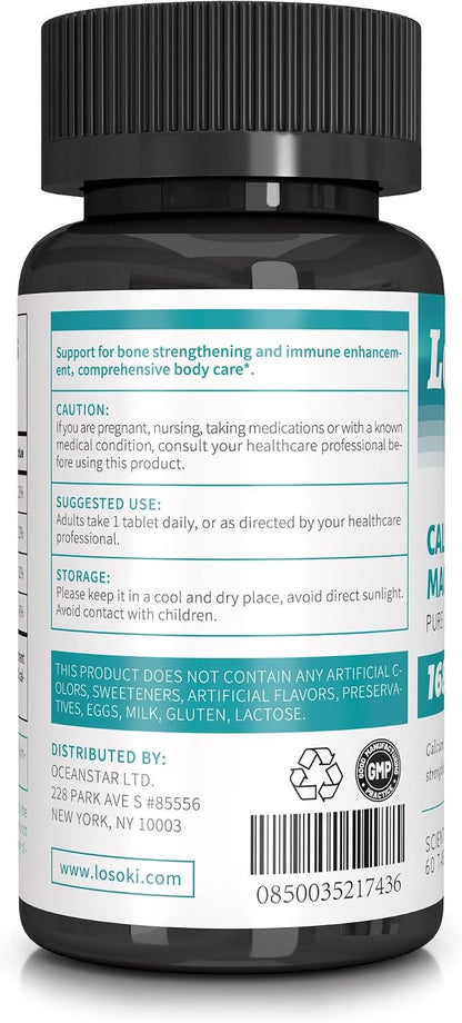 Losoki Calcium Magnesium Zinc – Supplement for Bone Health & Immune Support with Vitamin D – 60 Tablets