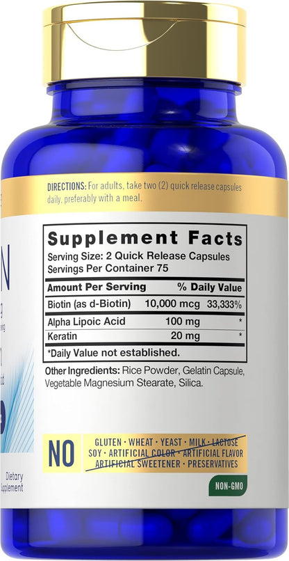 Carlyle Biotin 10,000µg with Keratin - 150 Capsules