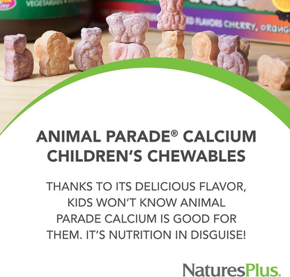 NaturesPlus Animal Parade Calcium, Vanilla Sundae Flavour - 135 Chewable Tablets (Pack of 2)