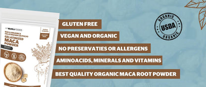 WANKA FOODS Organic Gelatinised Maca Powder, 8 oz (227 g)
