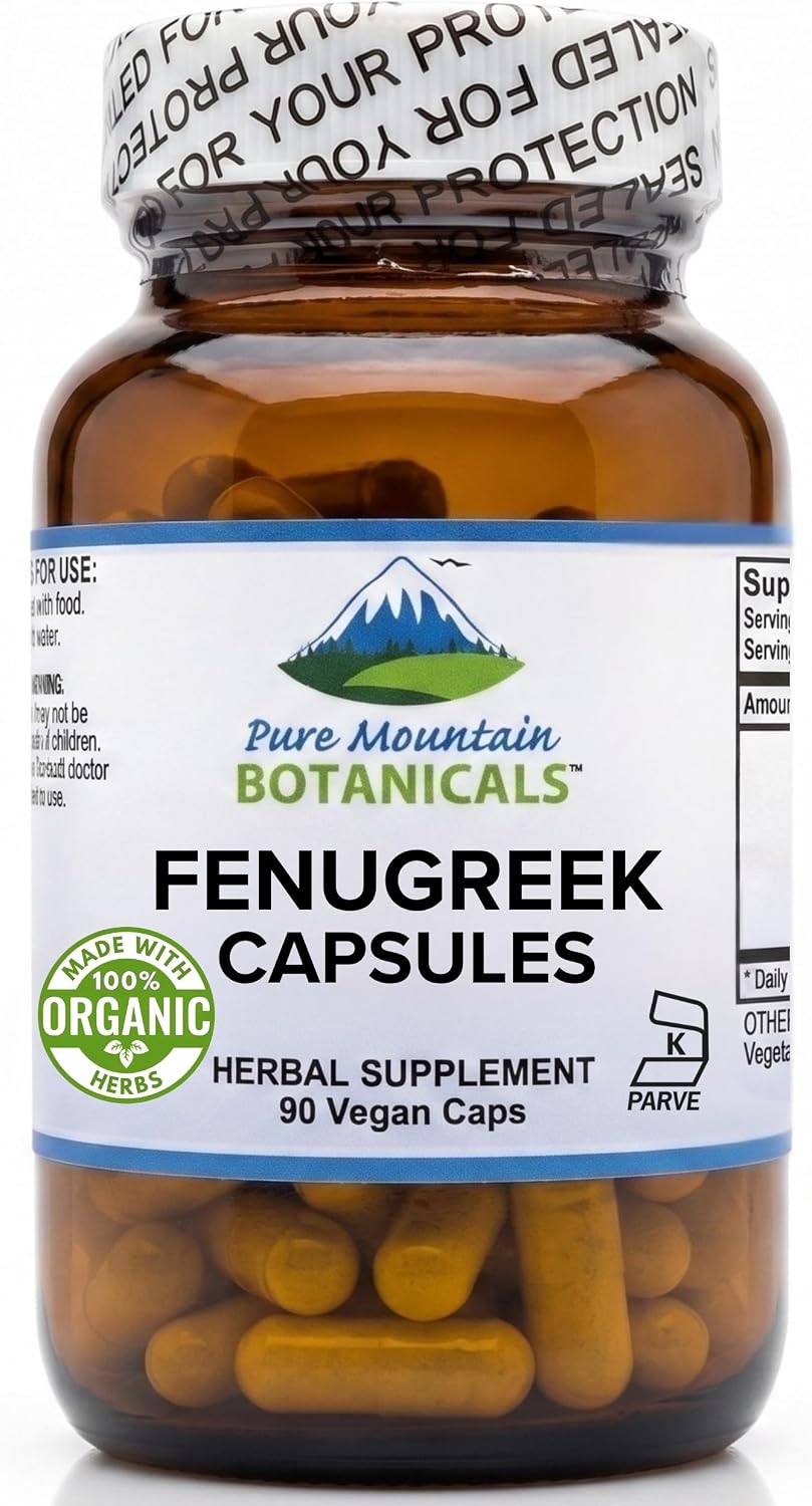 Pure Mountain Botanicals Organic Fenugreek Capsules 600mg - 90 Vegan Capsules - görsel 1