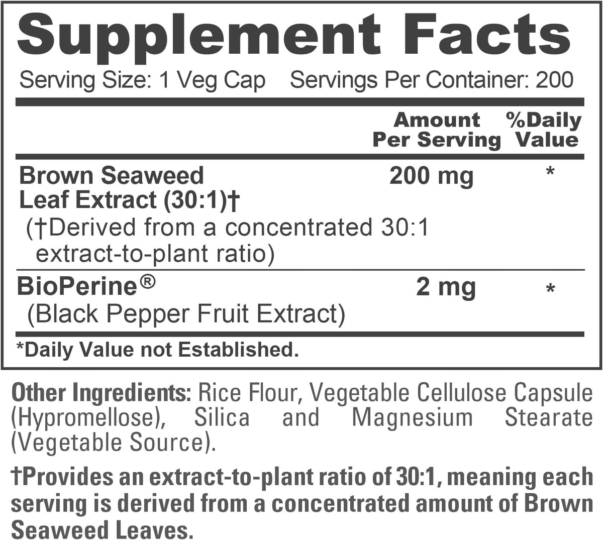 NusaPure Brown Seaweed Capsules, 200 mg, 200 Veg Capsules (Non-GMO, Vegan) - görsel 4