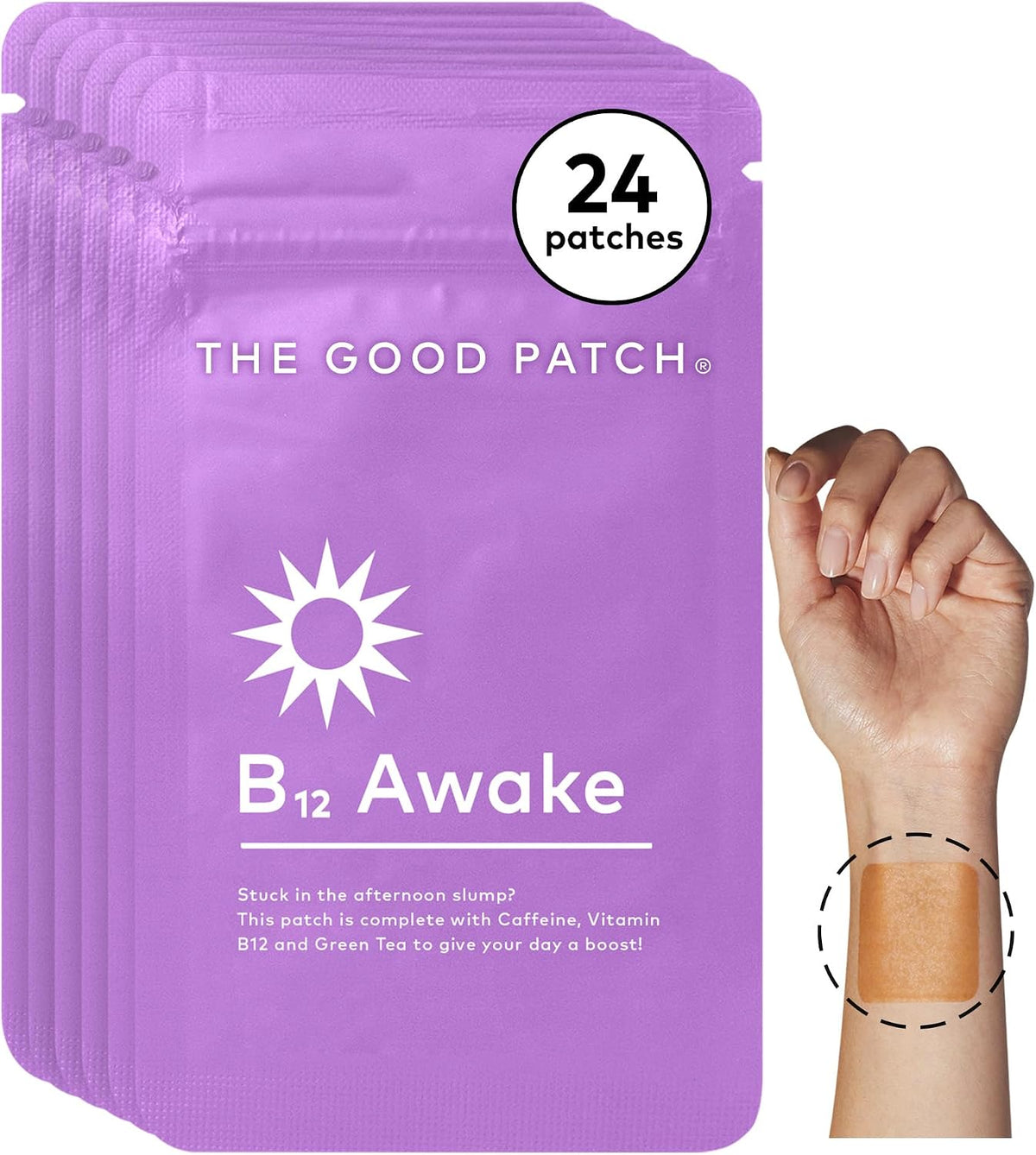 The Good Patch B12 Awake Patch - Caffeine, B12 & Green Tea Extract Patches for Sustained Energy (24 Patches) - görsel 1