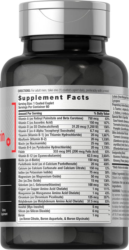 Horbäach Men's Multivitamin - 60 Coated Caplets - Advanced Formula with Vitamin C, D, Magnesium & Zinc