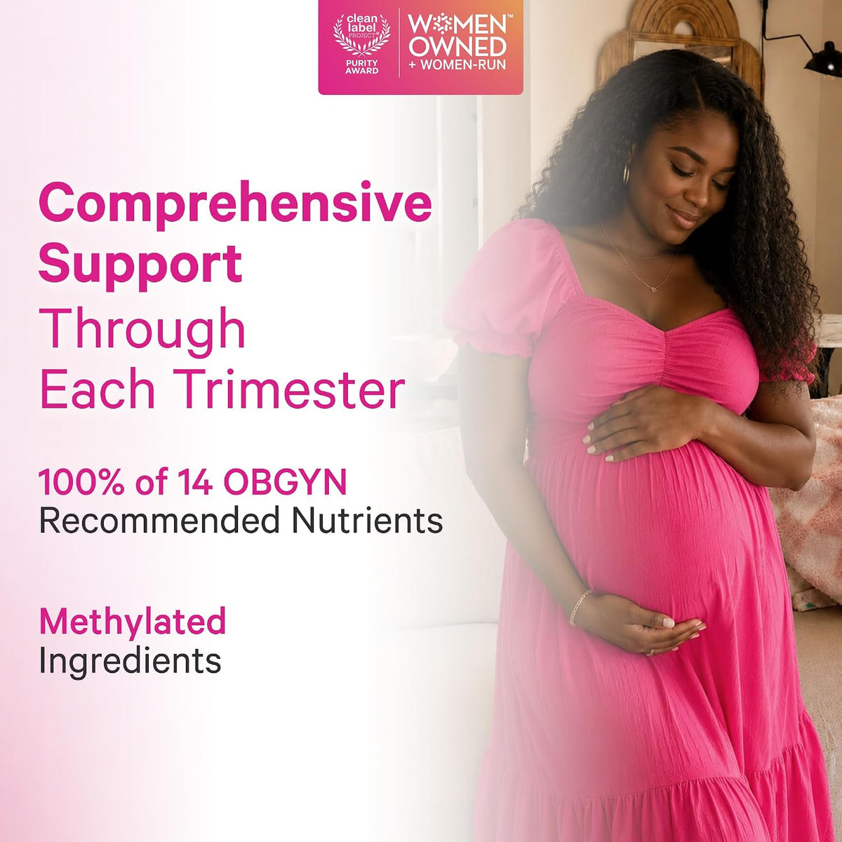 Pink Stork Total Prenatal Vitamins with Vegan DHA, Methylfolate, Iron, Choline - 60 Capsules - görsel 4