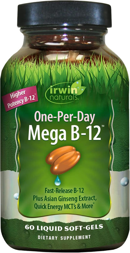 Irwin Naturals One-Per-Day Mega B-12, 1,500mcg Methylcobalamin, 60 Liquid Softgels