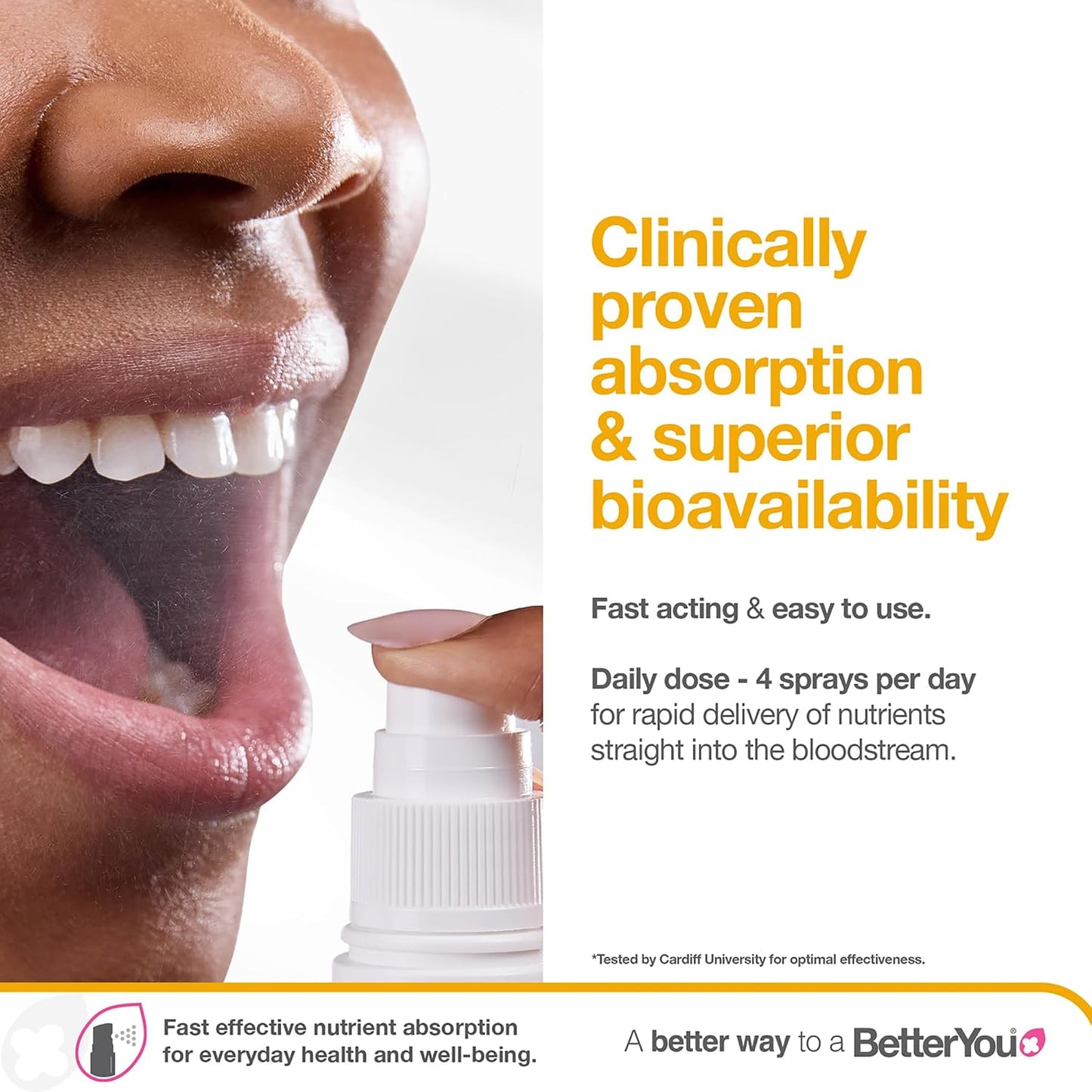 BetterYou Boost Vitamin B12 Oral Spray - Natural Liquid Supplement with Green Tea and Chromium, 25 ml - görsel 5
