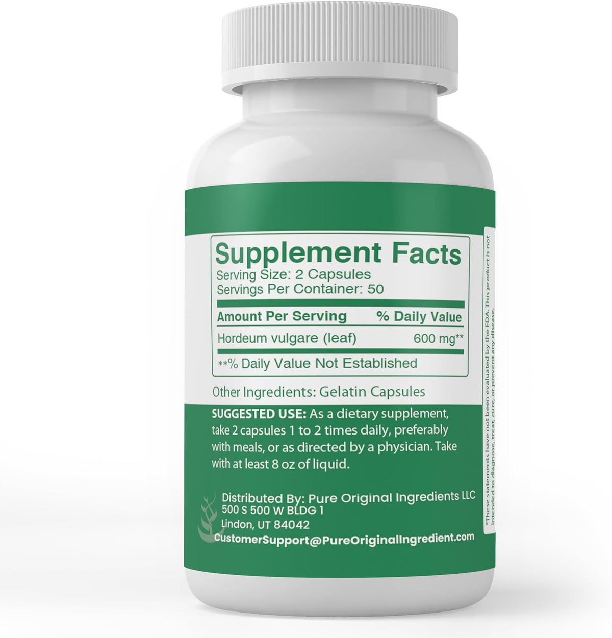 Pure Original Ingredients Barley Grass, 100 Capsules, Laboratory Verified - görsel 2