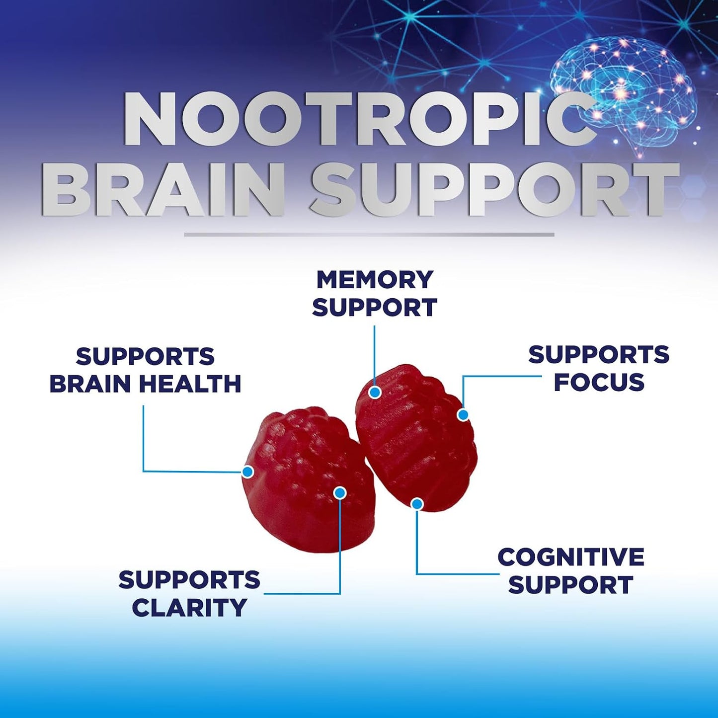 Nature's Nutrition Brain Gummies for Memory and Focus – 3X Strength with B6, B12, Phosphatidylserine – 60 Gummies - görsel 7