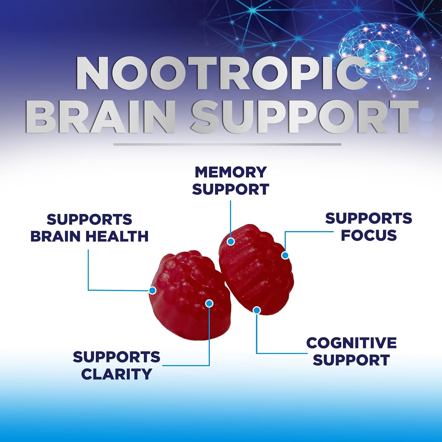 Nature's Nutrition Brain Gummies for Memory and Focus – 3X Strength with B6, B12, Phosphatidylserine – 60 Gummies - görsel 7