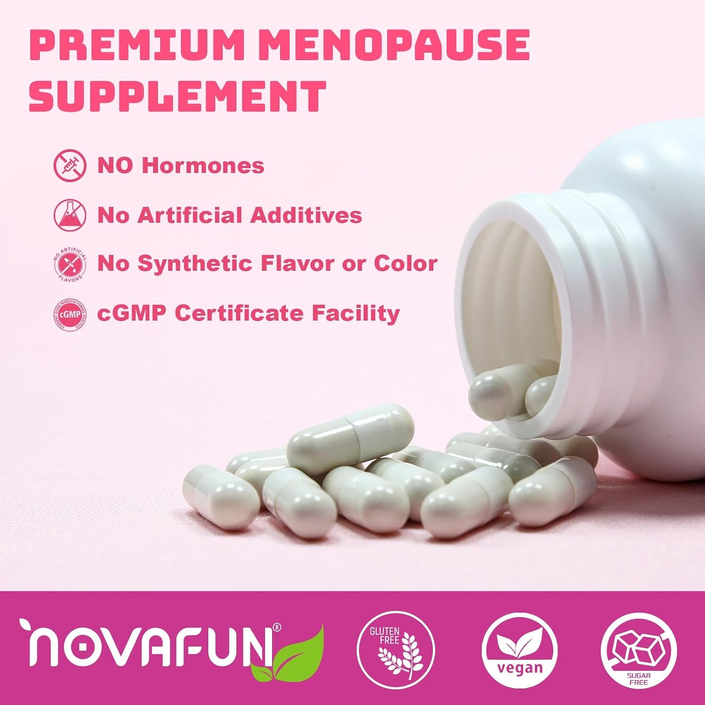 Novafun Menopause Relief Capsules – with Soya Isoflavone, Black Cohosh, Vitex, and Magnesium - görsel 5