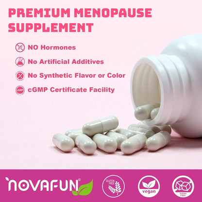 Novafun Menopause Relief Capsules – with Soya Isoflavone, Black Cohosh, Vitex, and Magnesium