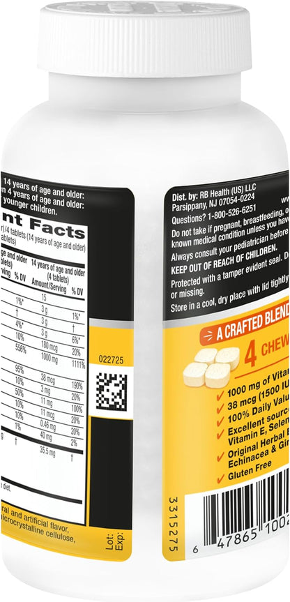Airborne Citrus Chewable Tablets – Immune Support with 1000 mg Vitamin C – 200 Count