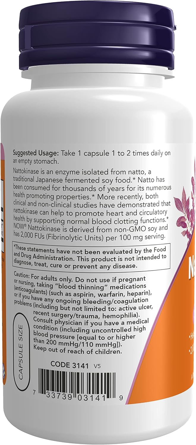 NOW Foods Nattokinase 100 mg, 120 VegiCaps (Pack of 2) - görsel 3