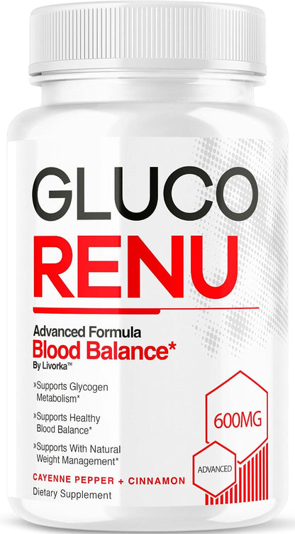 Gluco Renu Capsules - Natural Blood Health Support, Vegan & Non-GMO, 30 Capsules