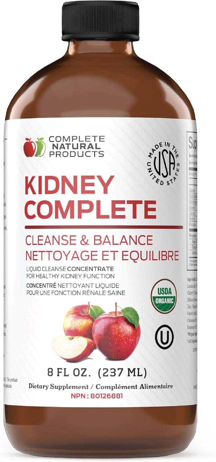 Complete Natural Products Kidney Complete - 227ml Organic Liquid for Kidney Support, Cleanse & Detox with Apple Cider Vinegar, Lemon & Organic Chanca Piedra - görsel 1