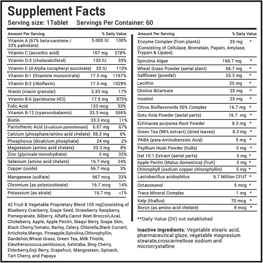 MiracleMulti Performance Blend Men's Multivitamin - with Probiotics, Superfood Enzyme Blend, Non-GMO, 60-Day Supply - görsel 7