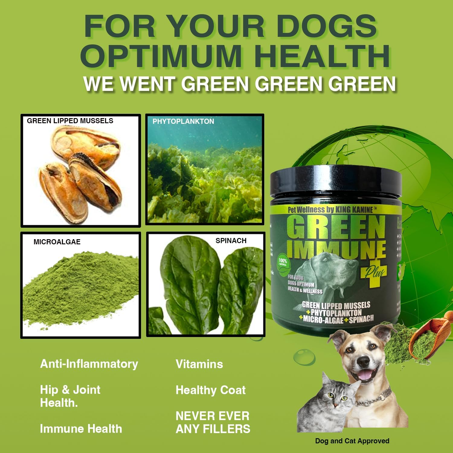King Kanine Green Inmune Plus Multivitamin and Mineral for Dogs (170g) - görsel 2