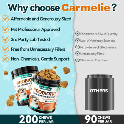 Probiotics for Dogs, Chicken Flavour (200 Chews) – Supports Digestive Health, Skin & Immunity