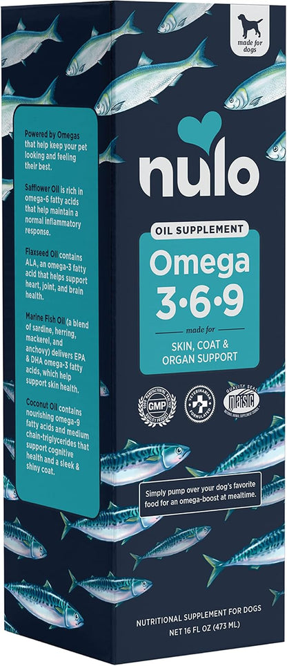 Nulo Omega 3-6-9 Fish Oil for Dogs and Puppies, Supports Skin & Coat Health, Joint Health, Heart Health, 473 ml