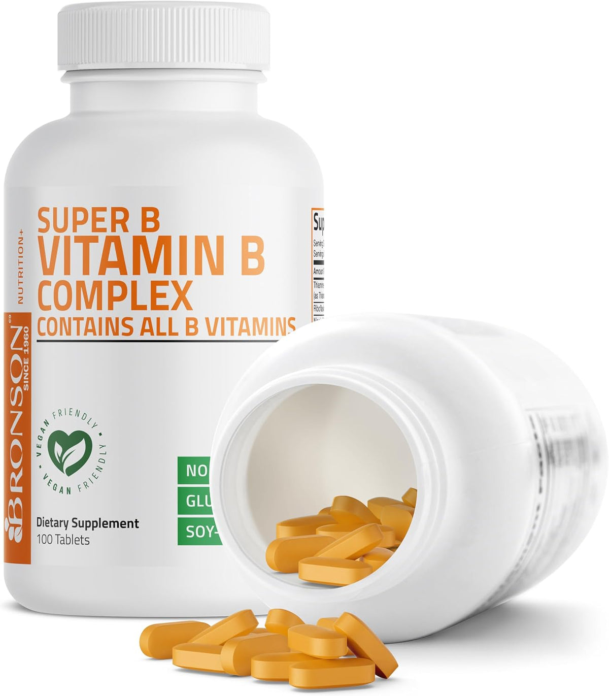 Bronson Vitamin B Complex (B1, B2, B3, B6, B9, B12, Biotin, Pantothenic Acid) - 100 Tablets - görsel 4