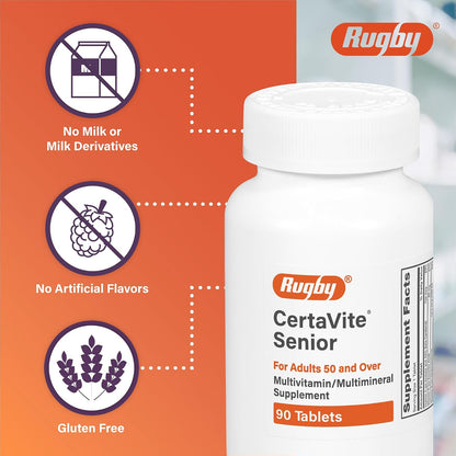 Rugby CertaVite Senior Multivitamin/Multimineral Food Supplement for Adults 50 and Over - 90 Tablets