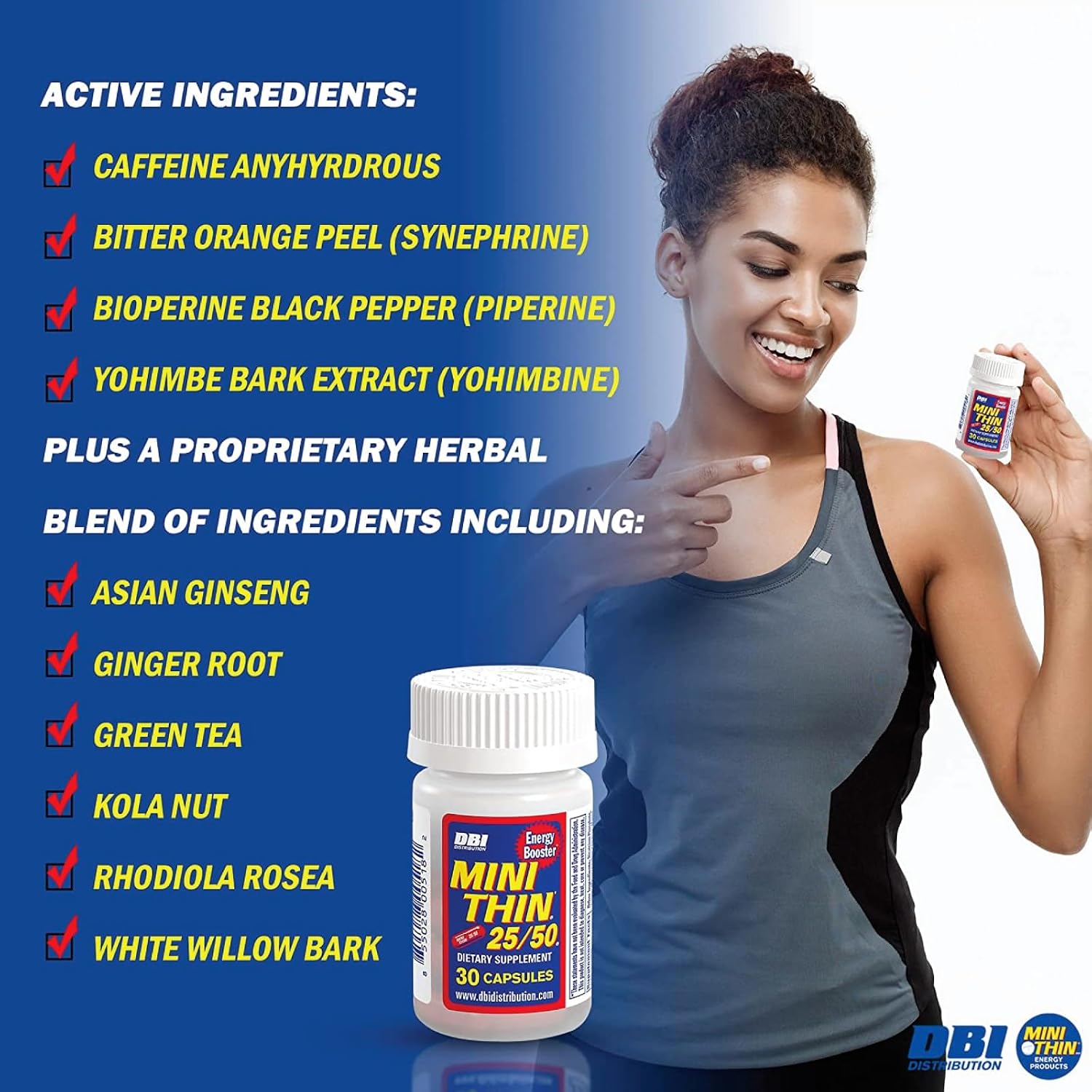 Mini Thin 25/50 Energy Capsules Formulated with Caffeine, 30 Capsules - görsel 4