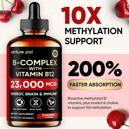 Venture Pal Vitamin B Complex Liquid Drops – – Vitamin B3 (Niacin) – contributes to normal energy-yielding – Image 3