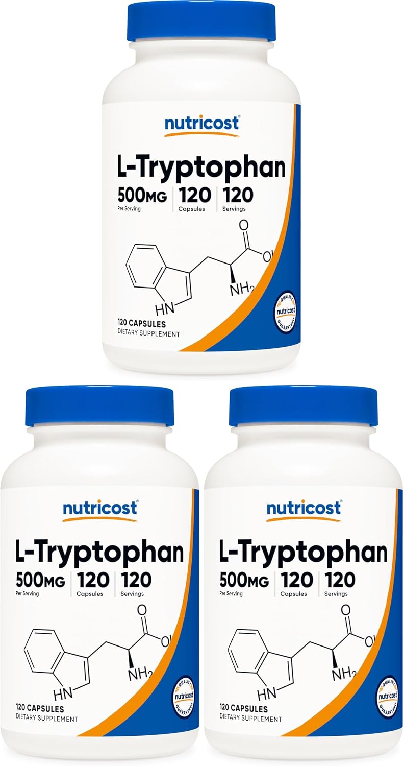 Nutricost L-Tryptophan 500mg, 240 Capsules (2 x 120) - görsel 9