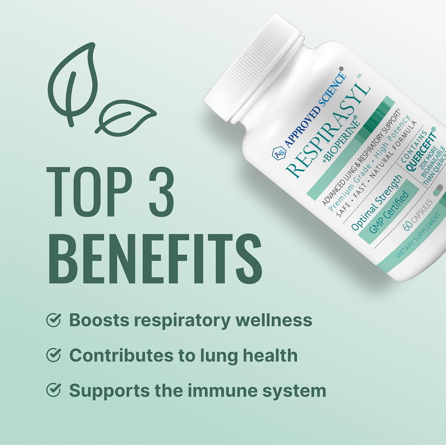 Approved Science® Respirasyl – Lung and Respiratory Support with Quercefit®, Vitamins A, C, D, BioPerine® – 6 Month Supply - görsel 3
