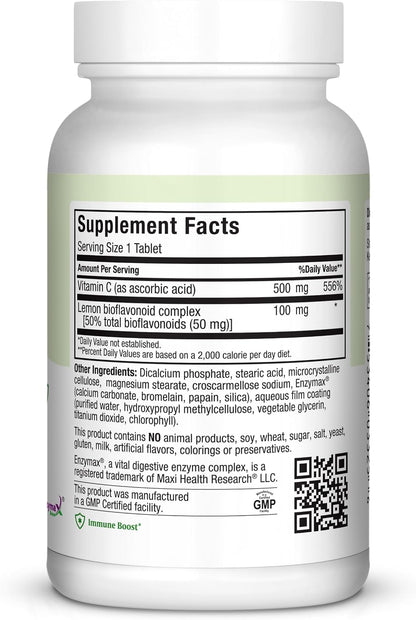 Maxi Health Max-C 500 Vitamin C Supplement – Vitamin C 500mg with Lemon Bioflavonoids Complex for Immune & Antioxidant Support – Vegan, Kosher – 250 Tablets