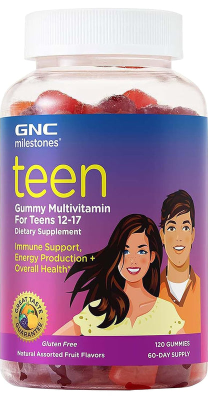 GNC milestones Teen Multivitamin - Natural Fruit Flavours, 120 Gummies, 60 Servings