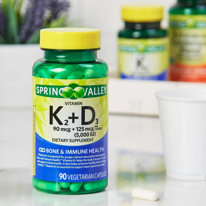 Vitamin K2 + D3 Vegetarian Capsules – Bone and Immune Health, 90 Capsules