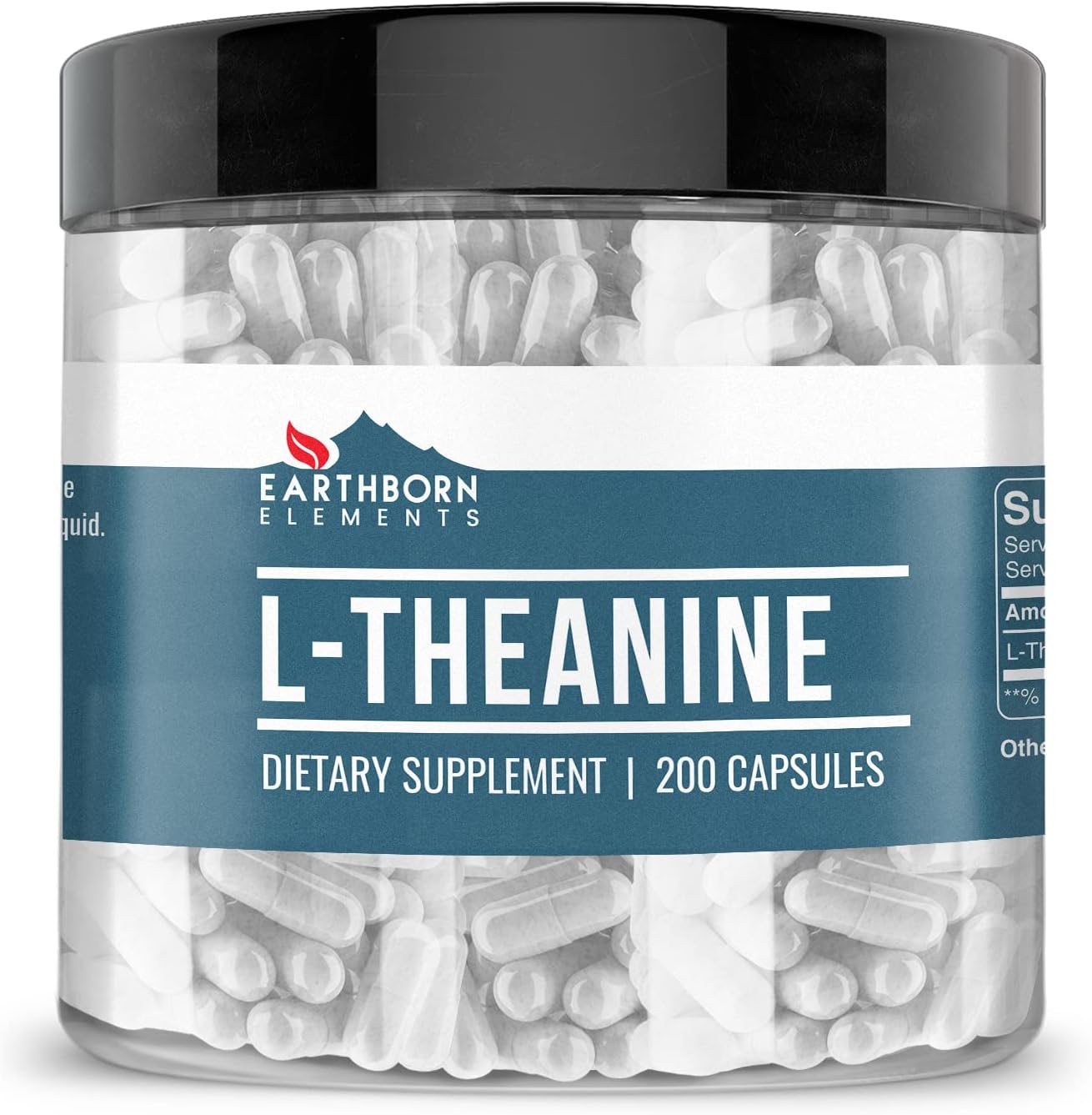 Earthborn Elements L-Theanine 200 Capsules, Pure and Undiluted, No Additives - görsel 1