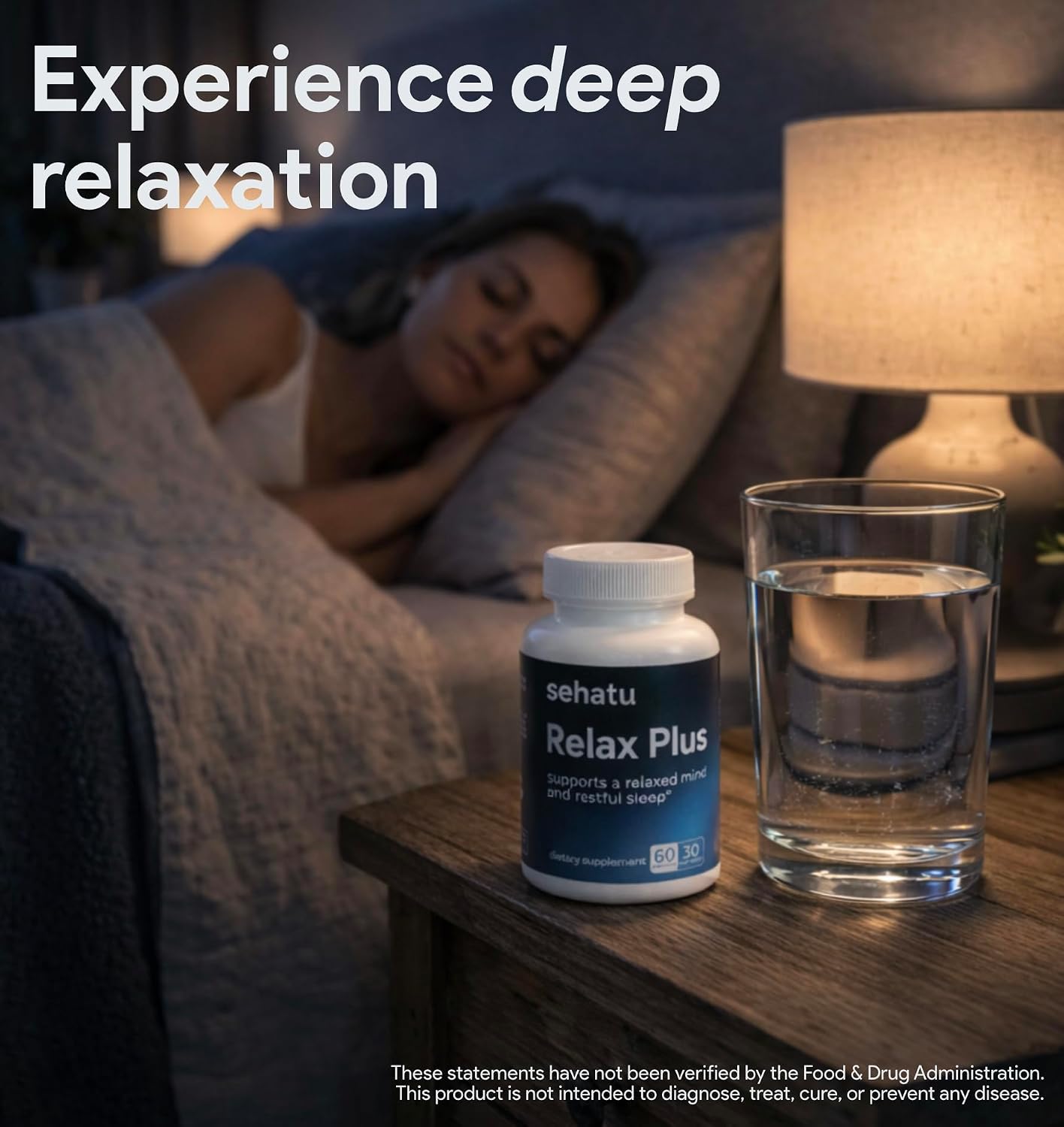 SEHATU Relax Plus Stress Relief Supplement | with GABA, L-Theanine, Ashwagandha, Valerian Root | Promotes Relaxation & Restful Sleep | 60 Capsules - görsel 5