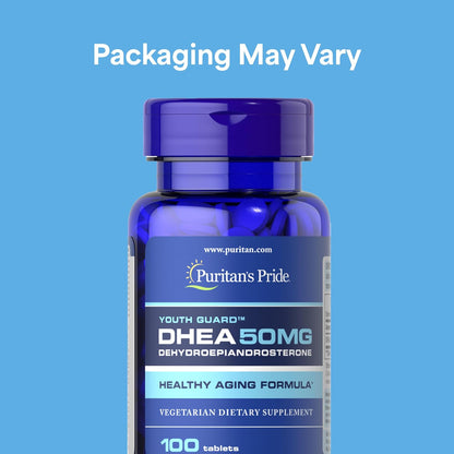 Puritan's Pride Youth Guard DHEA for Women and Men 50mg, Dietary Supplement for Healthy Ageing, 200 Tablets (2 Pack)