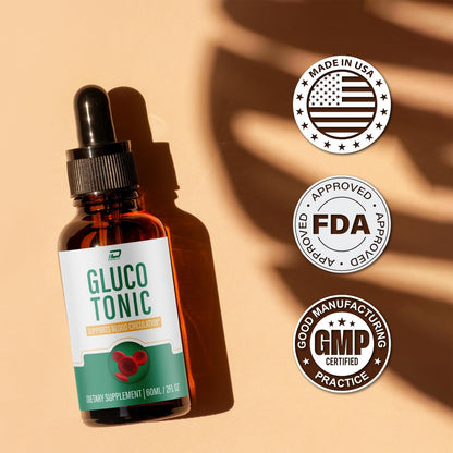 Gluco Tonic Drops – All-Natural Extra Strength Liquid Formula (3-Pack, 3-Month Supply)