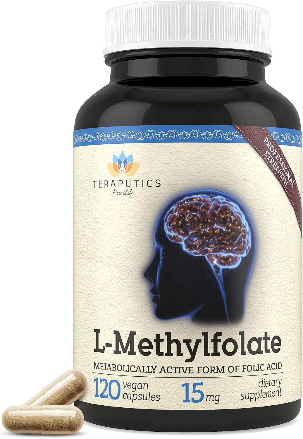 Teraputics L-Methylfolate 15mg – 120 Vegan Capsules – Active 5-MTHF Folate Supplement - görsel 1