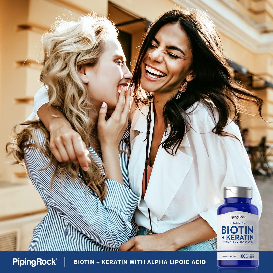 Piping Rock Biotin 5000mcg with Keratin and Alpha Lipoic Acid – 180 Capsules - görsel 6