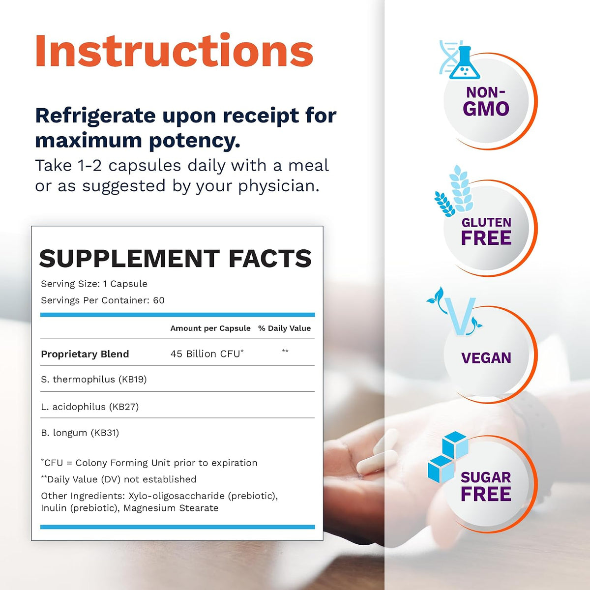 Renadyl Kidney Probiotic Supplement – 45 Billion CFUs for Urea, Creatinine and Uric Acid Support – 60 Capsules (One Month Supply) - görsel 3