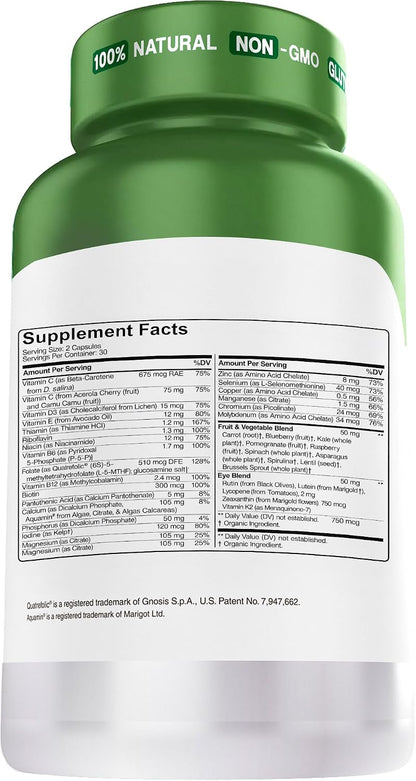 Herbtonics Whole Food Teen Vitamins – Multivitamin for Boys &amp; Girls Ages 12–18 – Energy, Focus &amp; Immune Support – 60 Capsules