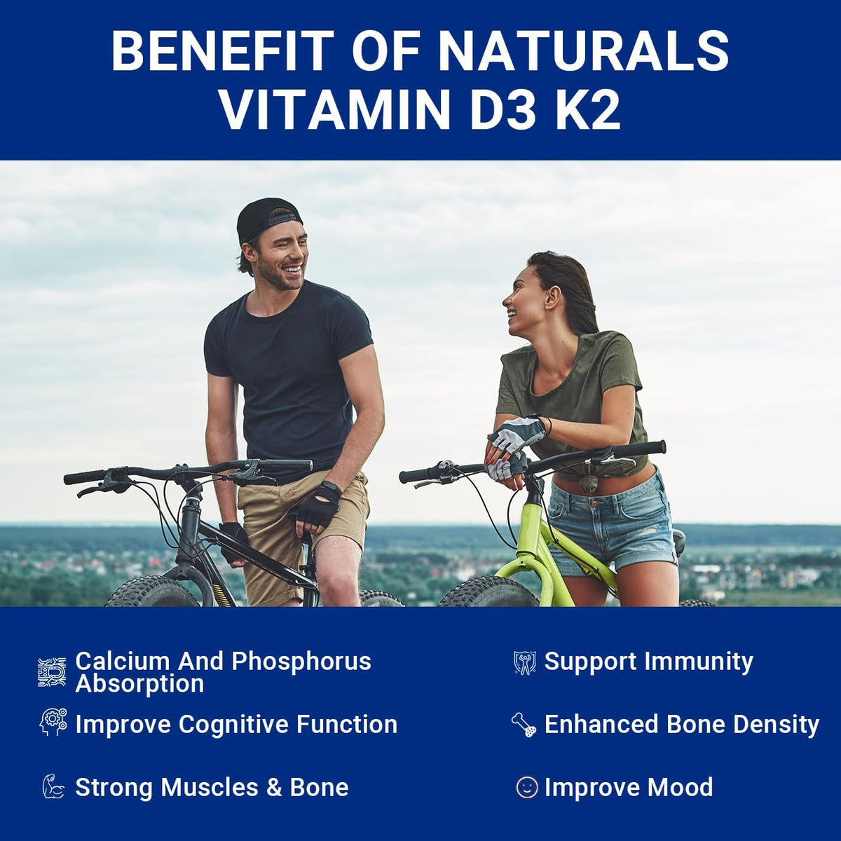 Sugar-Free Vitamin D3 K2 Gummies, 10000 IU Vitamin D3 & 200 mcg Vitamin K2 (MK-7) with Calcium, Magnesium, B12 - Vegan, Non-GMO - görsel 3