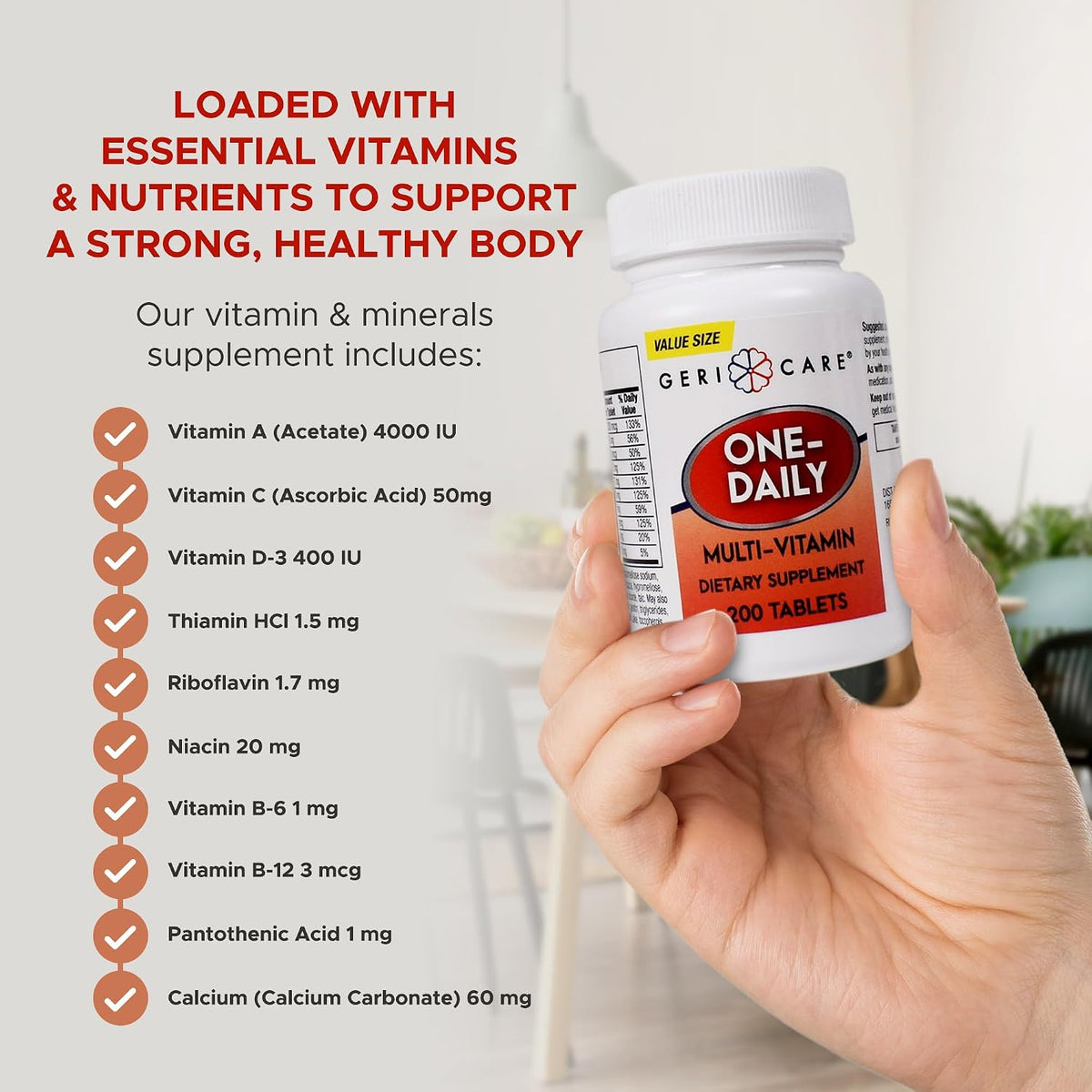 GeriCare One-Daily Multivitamin Tablet, 200 Tablets - görsel 4