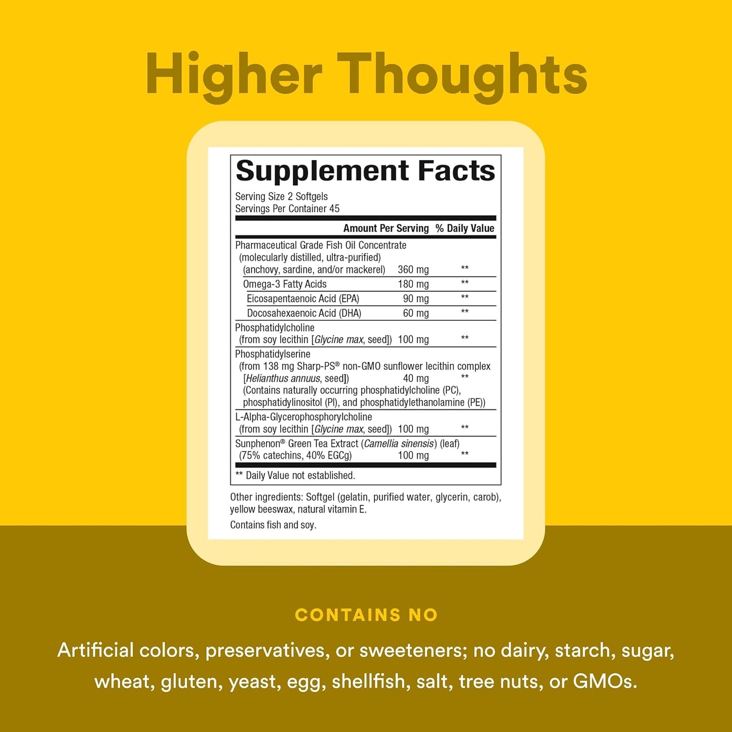 Natural Factors Higher Thoughts – Supports Cognitive and Cardiovascular Health – Fish Oil with EPA, DHA and More – 90 Softgels - görsel 4