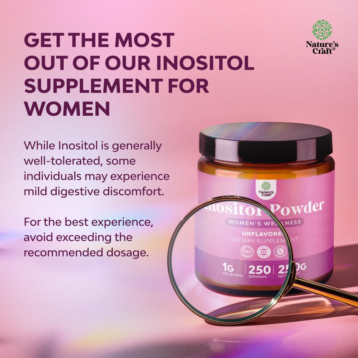 Premium Inositol Powder – Fertility Support Supplement – 250g (2 Pack) - görsel 5
